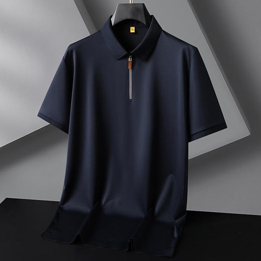 【桑蚕丝】【DG】大依优型大码拉链领短袖POLO衫体恤衫男夏季薄款桑蚕丝大码上衣胖子运动休闲 商品图9