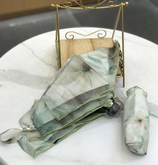 优品堂『墨羽』五折双层超轻肤感软糯布黑胶遮阳伞 商品图4