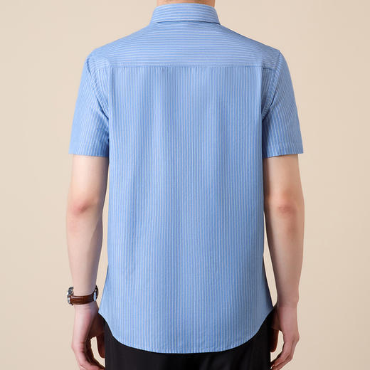 【100棉】罗蒙夏季男士经典竖条纹短袖衬衫时尚百搭简约休闲职业通勤上班衬衣 商品图3