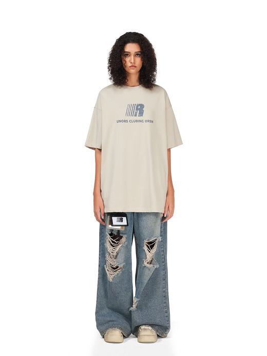 FDR官方店 美式复古做旧破洞牛仔裤女夏季百搭宽松运动直筒长裤子 商品图1