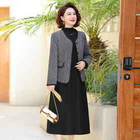 FW 210时尚妈妈装小香风外套+连衣裙两件套