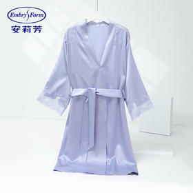 【3F】安莉芳轻奢桑蚕丝女士蕾丝纯色家居睡袍EL00855