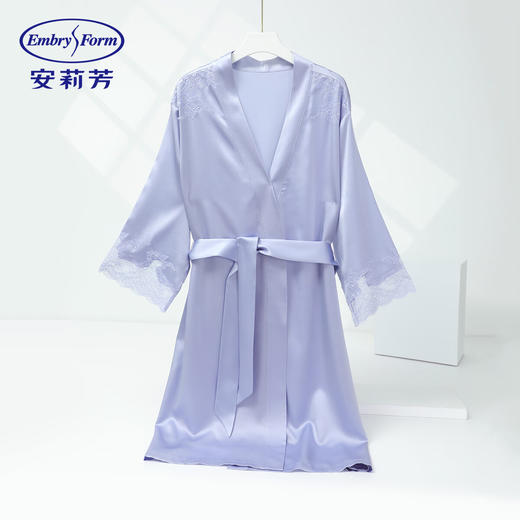 【3F】安莉芳轻奢桑蚕丝女士蕾丝纯色家居睡袍EL00855 商品图0