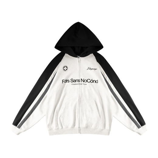 FDR 原创国潮新款拼色连帽卫衣开衫男女春秋季潮牌高阶情侣装上衣 商品图4