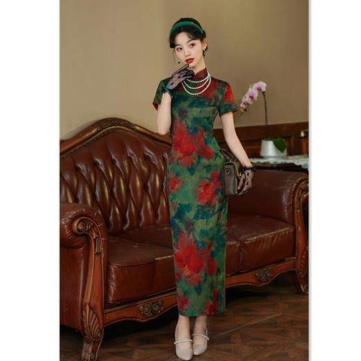 SYK36521 老上海复古中国风喜妈妈婚宴旗袍2025春夏新款中老年女士港风旗袍 商品图0