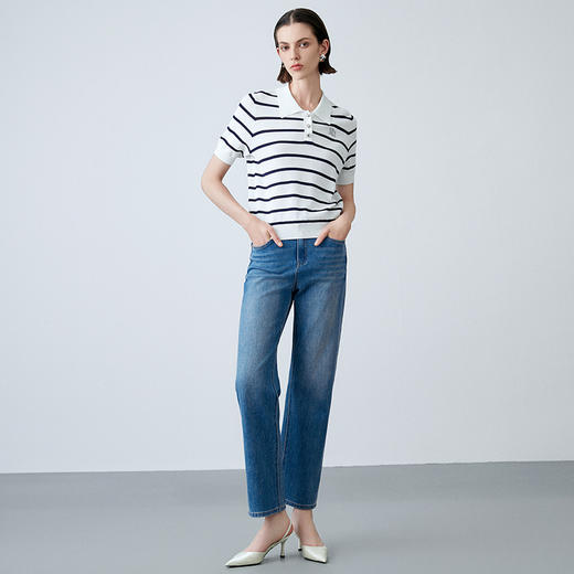 EITIE爱特爱夏季新款条纹显瘦百搭针织衫7701407 商品图4