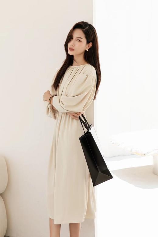 Le Malene 米色圆领优雅连衣裙 15277 商品图1