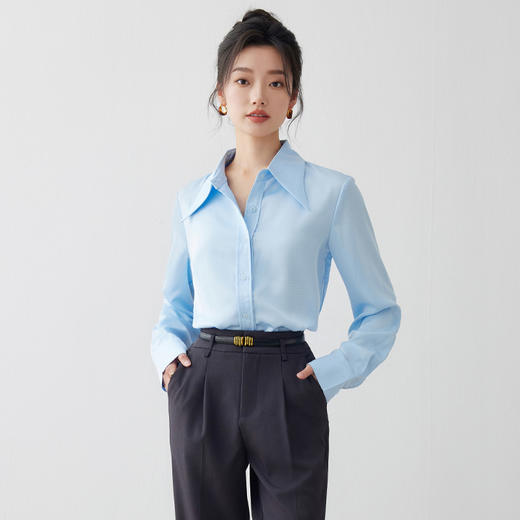 IWY/早春新款蓝色衬衫女气质商务国考公务员面试西装内搭AB195 商品图2