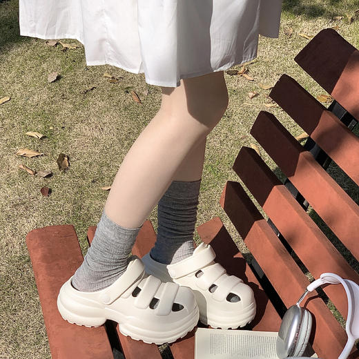 【特价39元】【36-40码】春夏新品时尚简约厚底复古外穿增高女士纯色凉拖鞋包头【WG25232】 商品图2