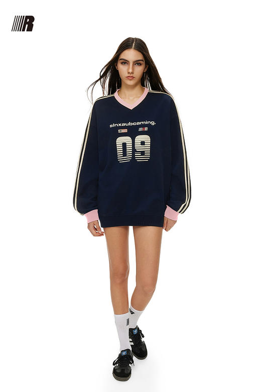 FDR官方店 织带09印花V领卫衣男女春季重磅情侣美式运动上衣球衣 商品图5