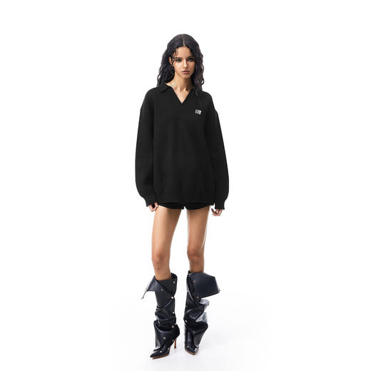 【黄俊捷同款】FDR V领翻领R字针织衫毛衣男女秋冬季情侣打底上衣 商品图3