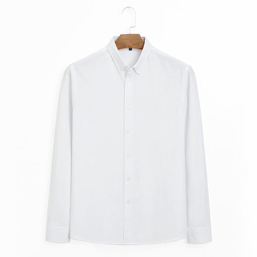 【牛津纺】罗蒙男士春秋款长袖衬衫百搭舒适纯色休闲上班通勤经典翻领男衬衫 商品图1