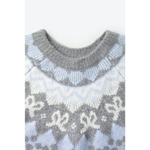 【商场同款】诗凡黎圆领拼色针织衫2024冬新款毛衣女3FB134161 商品图2