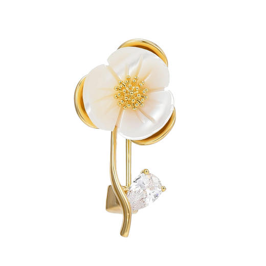 雀说小众甜美天然贝母三瓣花小胸针简约百搭防走光胸花领针扣AL259 商品图4