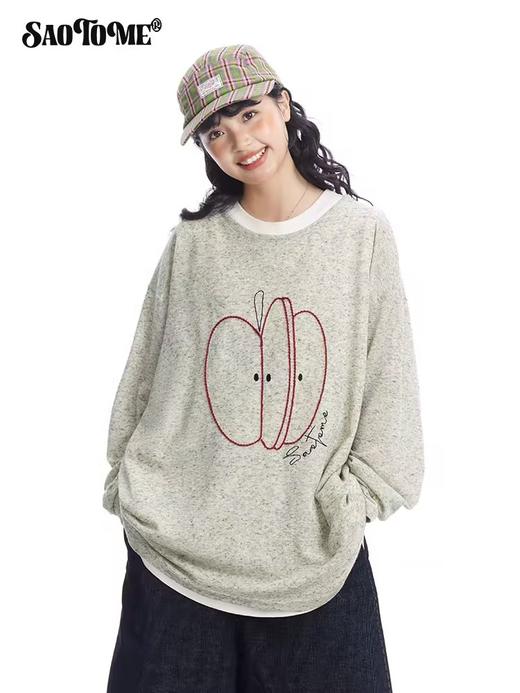 早乙女惠子saotome/STMCX251063/趣味苹果绳绣长袖罩衫 商品图0