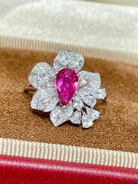 1ct刻面红宝石戒指