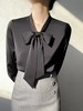 【 2025早春优雅精致蝴蝶结衬衫】 重磅质感缎面 Ji具光泽感 领口飘带细节随手一系即可让整体显洋气 商品缩略图3