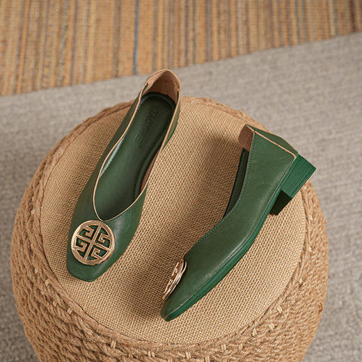 女士春夏季软皮复古搭扣浅口鞋低跟鞋女式文艺方头玛丽珍鞋34-41 商品图6