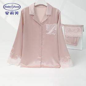 【3F】安莉芳桑蚕丝小翻领睡衣女士蕾丝家居服套装EL00853
