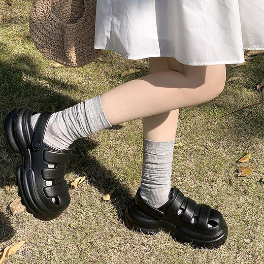 【特价39元】【36-40码】春夏新品时尚简约厚底复古外穿增高女士纯色凉拖鞋包头【WG25232】 商品图1