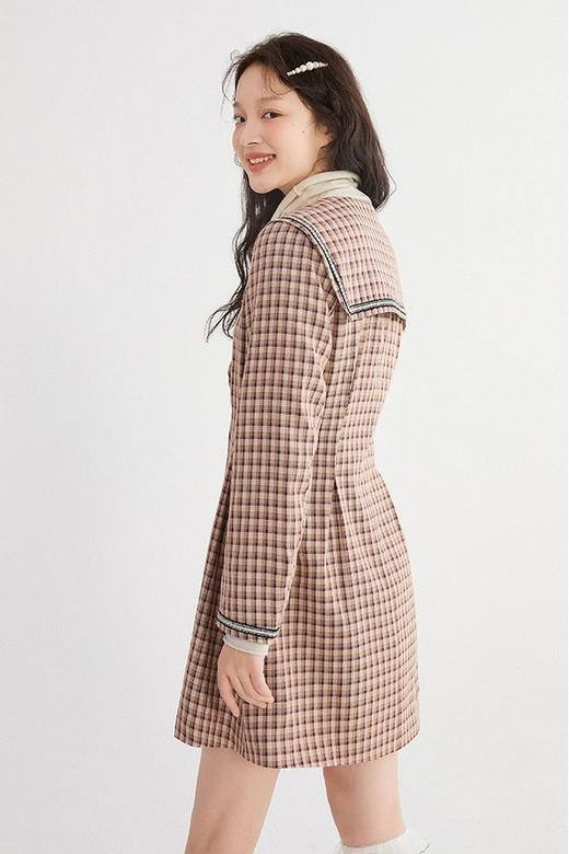 LED'IN 双排扣格纹A字连衣裙 15350 商品图2