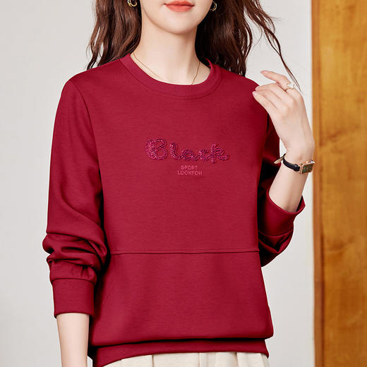 雀说圆领卫衣女新款秋季爆款时尚洋气上衣宽松高档正肩外套AL30131 商品图1