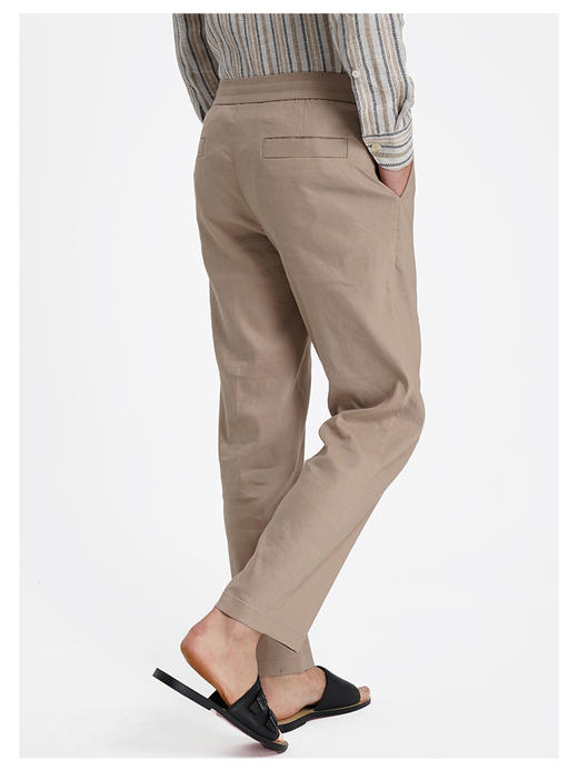 callisto燕麦卡其色亚麻混纺休闲裤 商品图4