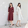 【内购】优雅度假V领松紧高腰七分灯笼袖100%亲肤棉A字连衣裙-151L58242 商品缩略图3