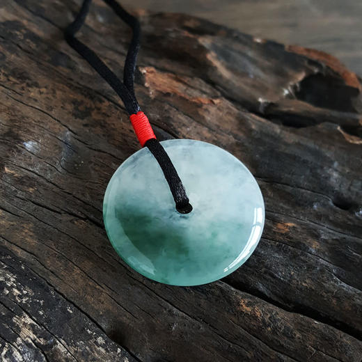 【天然正品】A货翡翠天然精品冰种白底飘花平安扣翡翠吊坠项链33.0*33.0*5.3MM（皆取最大值）中性款现售价：4880！180225AH31
   商品图3