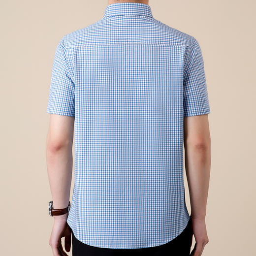 【100棉】罗蒙男士夏季网格短袖衬衫百搭舒适休闲上班职业通勤挺括男衬衣 商品图3