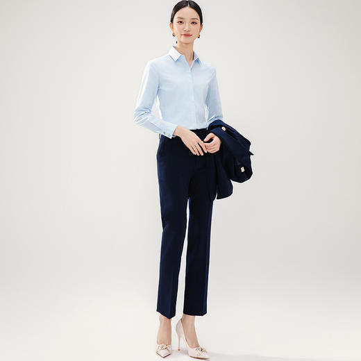 IWY/气质经典蓝色衬衫商务面试职业工作服2025新款长袖公务员考试正装23B477 商品图3