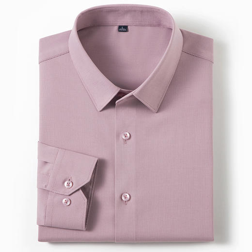 【含蚕丝】罗蒙春秋男士纯色长袖衬衫商务休闲通勤舒适经典百搭翻领男衬衣 商品图3