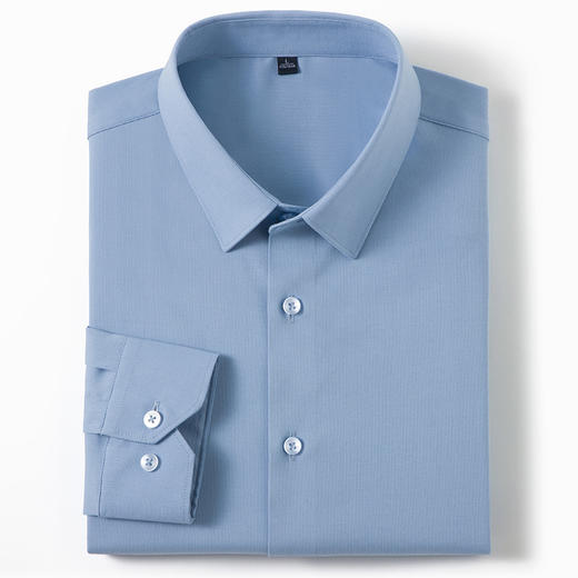 【含蚕丝】罗蒙春秋男士纯色长袖衬衫商务休闲通勤舒适经典百搭翻领男衬衣 商品图5