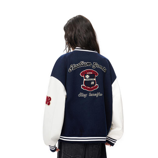 FDR官方店 笑脸R绣花夹棉棒球服外套男女秋冬季加厚美式情侣夹克 商品图3