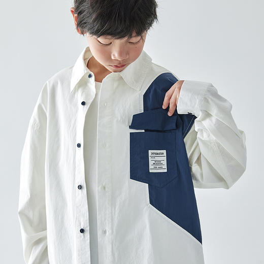 蓝汽水 2025春夏第一波新品撞色拼接长袖衬衫-879B256007JY 商品图2