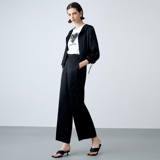 EITIE爱特爱春季新款高腰简约通勤显瘦休闲裤百搭裤子7705417 商品图3