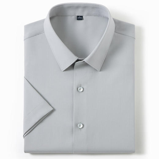 【含蚕丝】罗蒙春秋男士经典纯色短袖衬衫时尚百搭休闲简约通勤职业上班男衬衣 商品图7