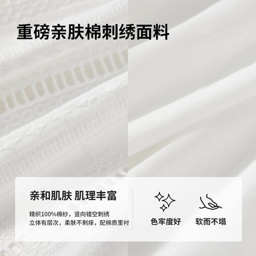 【内购】优雅度假V领松紧高腰七分灯笼袖100%亲肤棉A字连衣裙-151L58242 商品图4