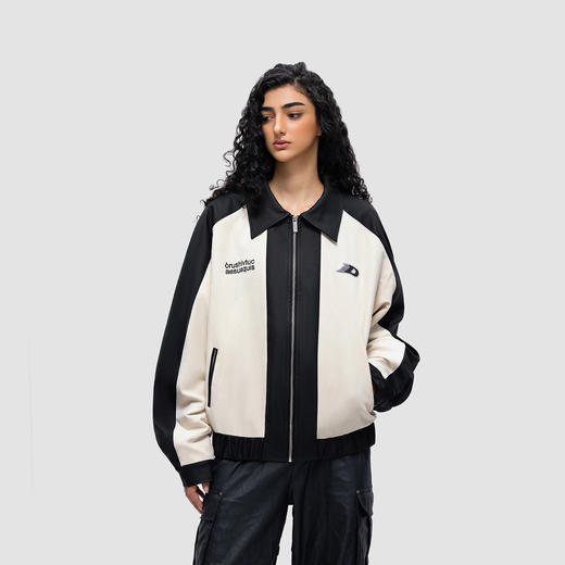 FDR 国潮美式麂皮撞色飞行夹克外套男女春秋季高街情侣上衣棒球服 商品图1