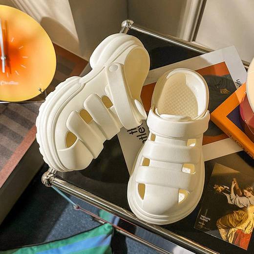 【特价39元】【36-40码】春夏新品时尚简约厚底复古外穿增高女士纯色凉拖鞋包头【WG25232】 商品图4