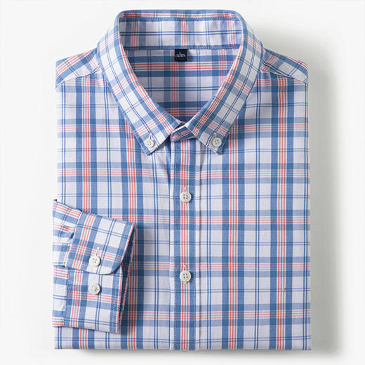 【莱赛尔棉】罗蒙男士经典格子长袖衬衫商务通勤休闲简约透气舒适时尚百搭男衬衣 商品图1