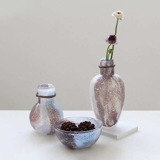 碧轩宅寂风粗磨渐变气泡款小口鲜花玻璃批发玄关居家软装装饰花瓶 商品图4