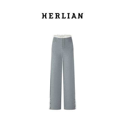 HERLIAN 2025年春季女士撞色腰头拼接运动休闲长裤 商品图4