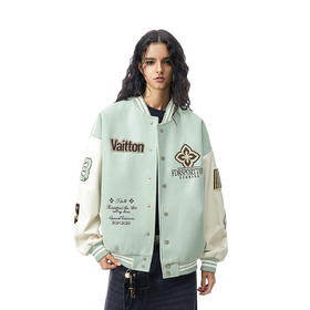 FDR官方店 菱形绣花美式运动夹棉棒球服外套男女秋冬情侣宽松夹克