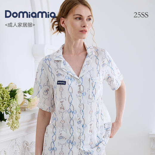 Domiamia哆咪呀家居服夏季薄款24竹棉纱布孕期睡衣长短袖四季可穿 商品图3