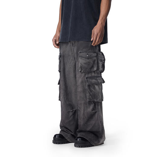 FDR官方店 喷色做旧多袋牛仔裤男女夏季美式小众运动宽松直筒长裤 商品图0