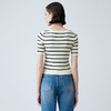 EITIE爱特爱春季新款撞色条纹显瘦百搭基础简约针织衫7701411 商品缩略图4