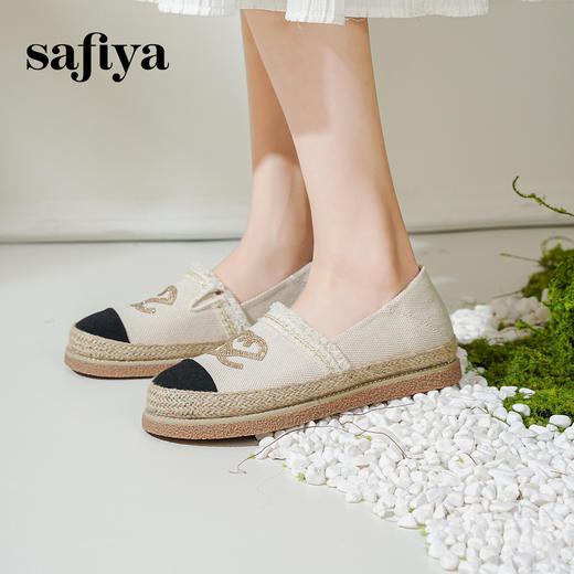 预售10天发|Safiya/索菲娅2025小香风绣花平底百搭懒人一脚蹬渔夫鞋SFD1112075 商品图3