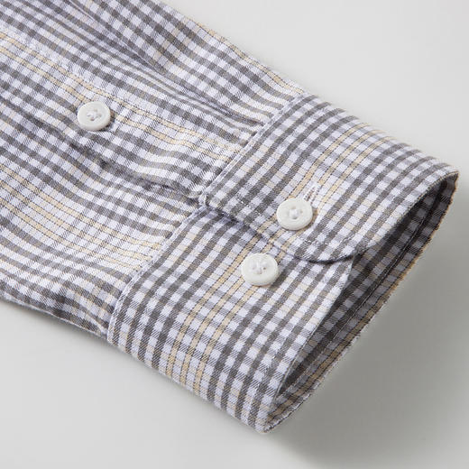 【莱赛尔棉】罗蒙春秋款男士格纹长袖衬衫舒适简约百搭休闲通勤职业男翻领衬衣 商品图4