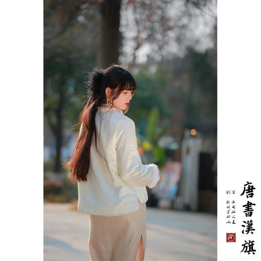 【雾白清秋·白】新中式外套白色暗纹刺绣高级感羊绒棉醋酸棉衣新国风设计感棉服 商品图2